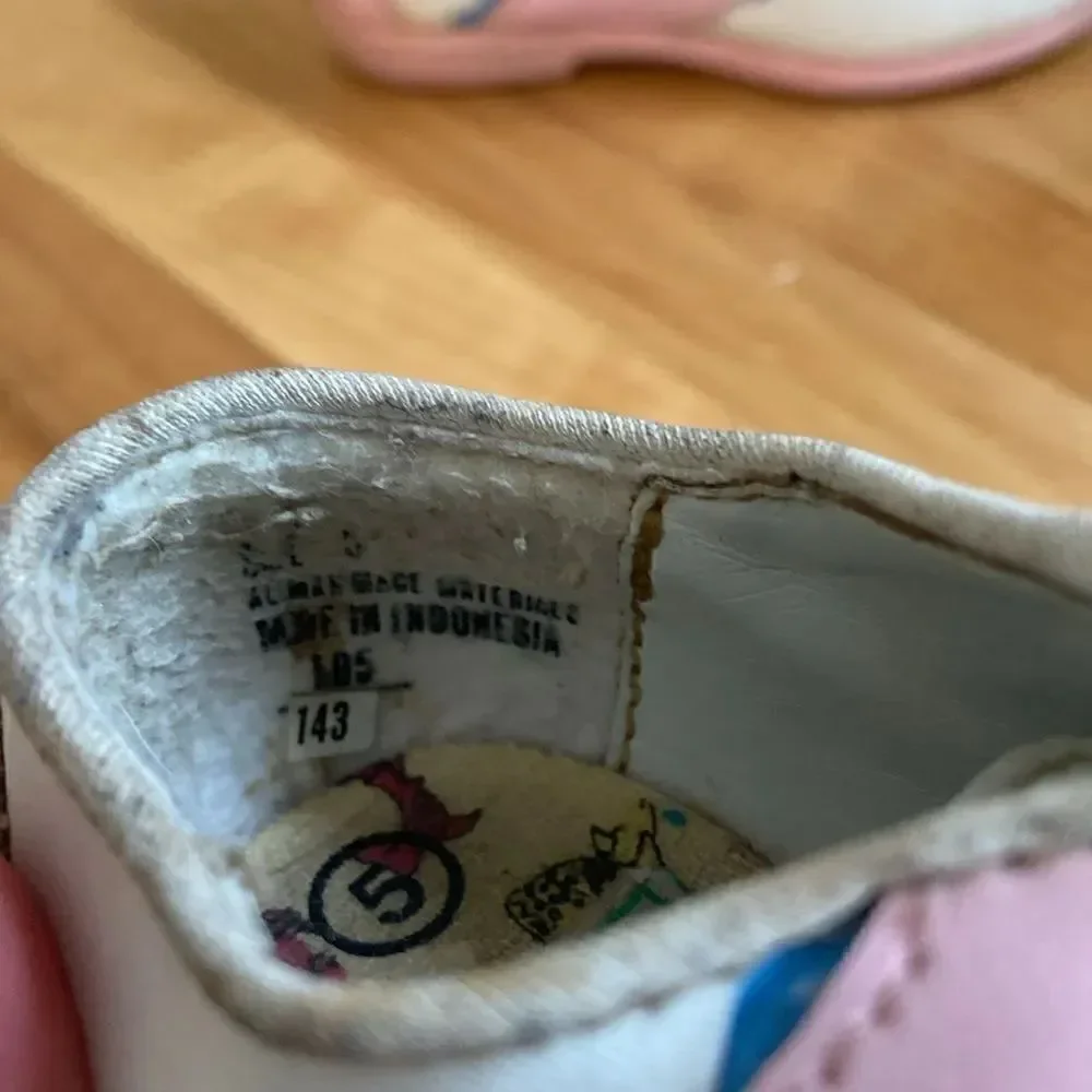Disney Little Mermaid Children's Vintage Pink & White Oxford Flat Loafer Size 5